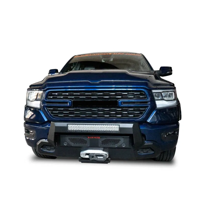 AR3HD30 – BLACK HORSE Bumper, Direct Fit Center Section Without Winch Mount With D-Rings With 20 Inch Single Row Ligh...
